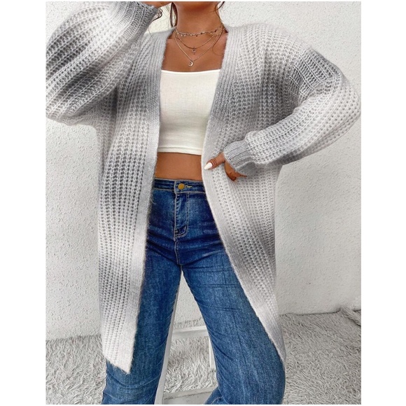 Plus Ombre Open Front Knit Cardigan - Picture 5 of 10